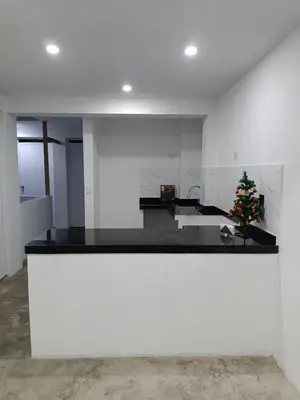 a kitchen with a christmas tree on a counter at IN FRONT OF THE NEW AIRPORT Hospedaje A y C - Taxi Free - Airport - Apartment Includes breakfast in Lima