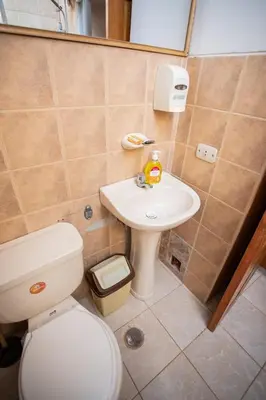 a bathroom with a toilet and a sink at Departamento a 2 cuadras de la Plaza de Armas in Cusco
