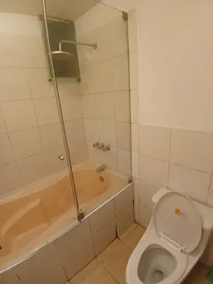 a bathroom with a toilet and a bath tub at Apartamento Ideal en Zona Céntrica in Lima