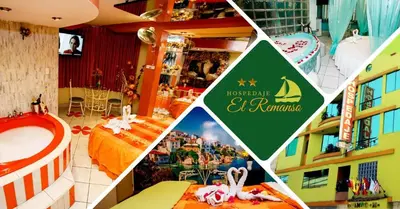 a collage of photos of a hotel room at Hospedaje El Remanso in Lima