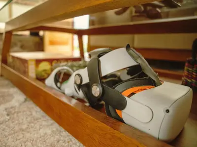 a row of headphones sitting on a shelf at Mountain retreat with private sauna in Urubamba in Urubamba