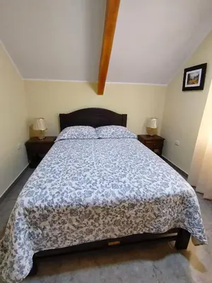 a large bed in a bedroom with two night stands at La Casa de ANNI in Oxapampa