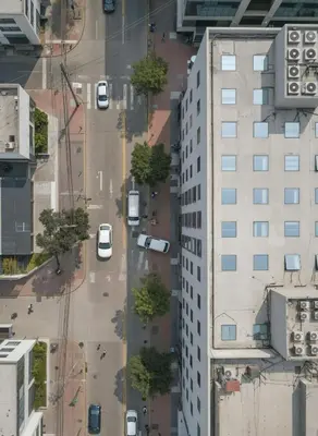 an overhead view of a city street with cars at E Larcomarzone FamilyTourist Laundry 3B 503 in Lima