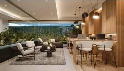 a living room with a couch and a table and chairs at Miraflores Premium in Lima