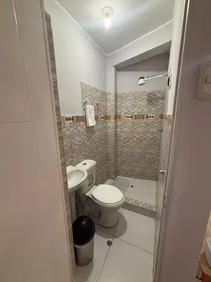 a small bathroom with a toilet and a sink at Central and brand new apartment in Huamanga in Ayacucho