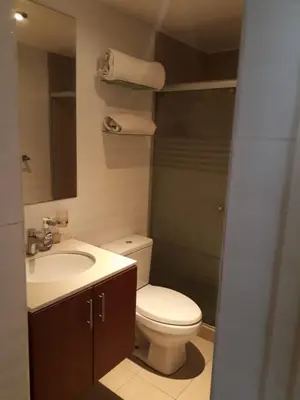 a bathroom with a toilet and a sink at Lima Flats 2 in Lima