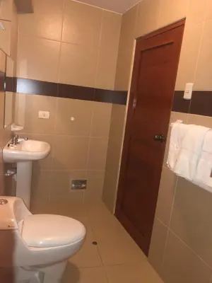 a bathroom with a toilet and a sink at Illariy Hotel in Huancavelica