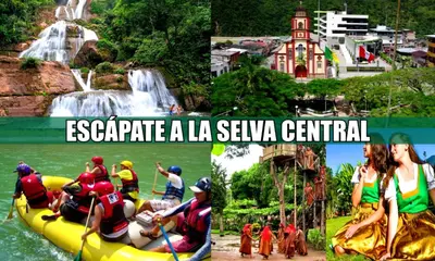a collage of photos of people on a raft in a waterfall at Maudi Lodging in La Merced