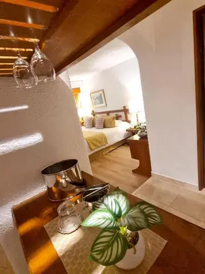 a room with a bed and a table with a plant at Antara Hotel & Suites - Miraflores in Lima