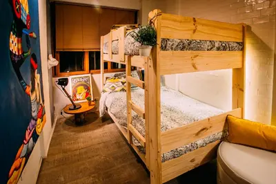 a bunk bed room with two bunk beds in it at Casa Azul in Lima