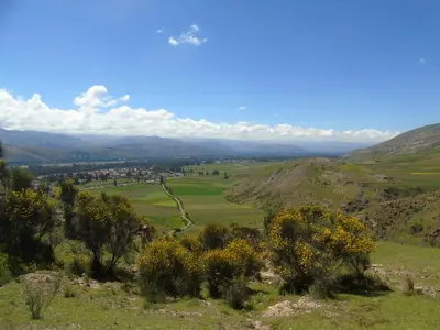 a view of the valley from the mountain at Pousada Villa Huaripampa in Jauja