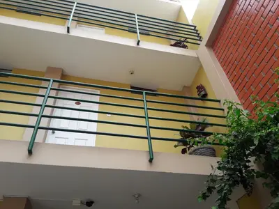 a spiral staircase in a building with plants at Hostal Tambo Colorado in Pisco