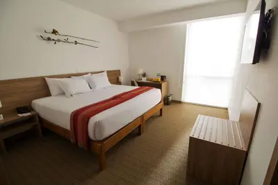 a bedroom with a large bed and a window at Tierra Viva Miraflores Mendiburu in Lima