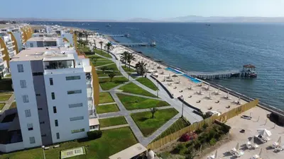 an aerial view of a beach and the ocean at Duplex 1 Fila Vista Bahía Paracas - Sotavento 501 T3 in Paracas