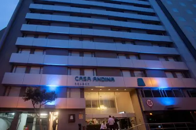 a building with a sign that reads casas amazon living at Casa Andina Select Miraflores in Lima