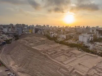 an aerial view of a city at sunset at Holiday Inn Express - Lima San Isidro by IHG in Lima