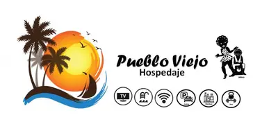 a pineapple on the beach and a logo for a website at Hospedaje Pueblo Viejo in Casa Blanca