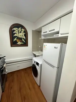 a kitchen with a white refrigerator and a dishwasher at 2- Amplio Departamento remodelado en Miraflores in Lima