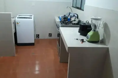 a kitchen with a counter with a blender on it at Hermoso departamento en chorrillos in Lima