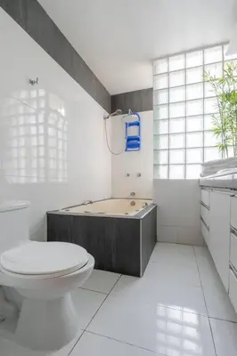 a bathroom with a toilet and a bath tub at Balconcito Peruano & AMPLIO 2 dormitorios in Lima