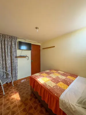 a bedroom with a bed and a television in it at Hospedaje Anais in Pisco