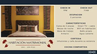 a poster of a bedroom with a bed in a room at Casa Sucre Ayacucho in Ayacucho