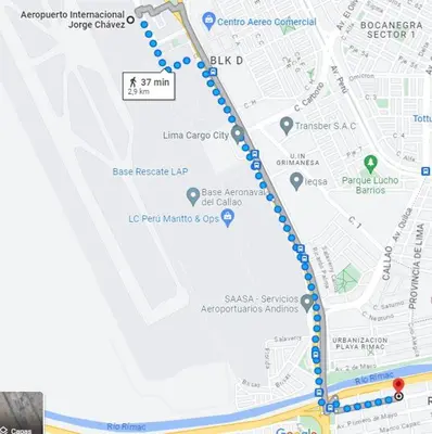a close up of a map of a city at Chakana Family Home 2 Lima Airport in Lima
