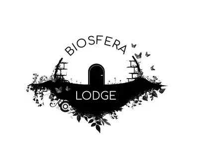 a black label with a gate and the words bologney lodge at Biosfera Lodge tipi para 3 personas in Oxapampa