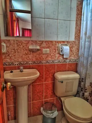 a bathroom with a toilet and a sink at Korilazos in Cusco