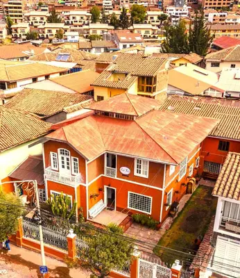 an overhead view of a city with houses at Eco Inn in Cusco