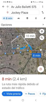 a screenshot of a cell phone with a map at Habitación amoblada independiente dentro departamento amoblado tipo ROOMIE in Lima