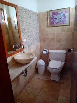 a bathroom with a toilet and a sink at Casa El Palto in Santa Eulalia