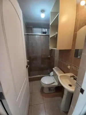 a small bathroom with a toilet and a sink at Minidepartamento en San Bartolo - VISTA AL MAR in San Bartolo