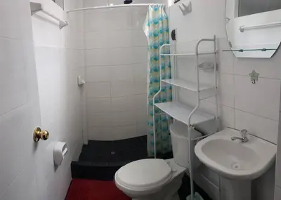a small bathroom with a toilet and a sink at Cusco Central Aparment in Cusco