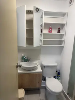 a bathroom with a toilet and a sink at Lindo Apartamento en Condominio Privado in Lima